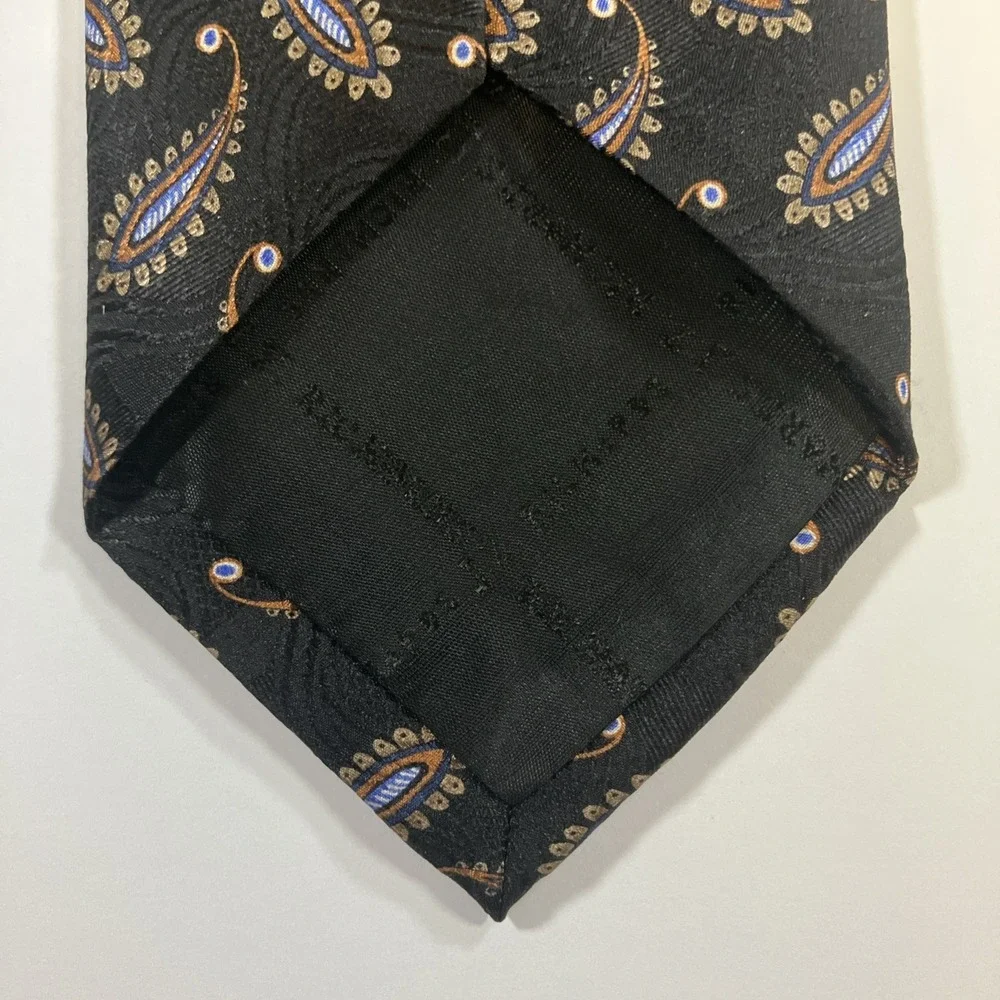 JZ Richards Silk Tie Black Gold Blue Paisley Handmade‎ in USA 61.75